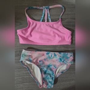 Cat & Jack 3 Piece Long Sleeve Rashguard & Bikini Tie Dye Swimsuit Set - Small